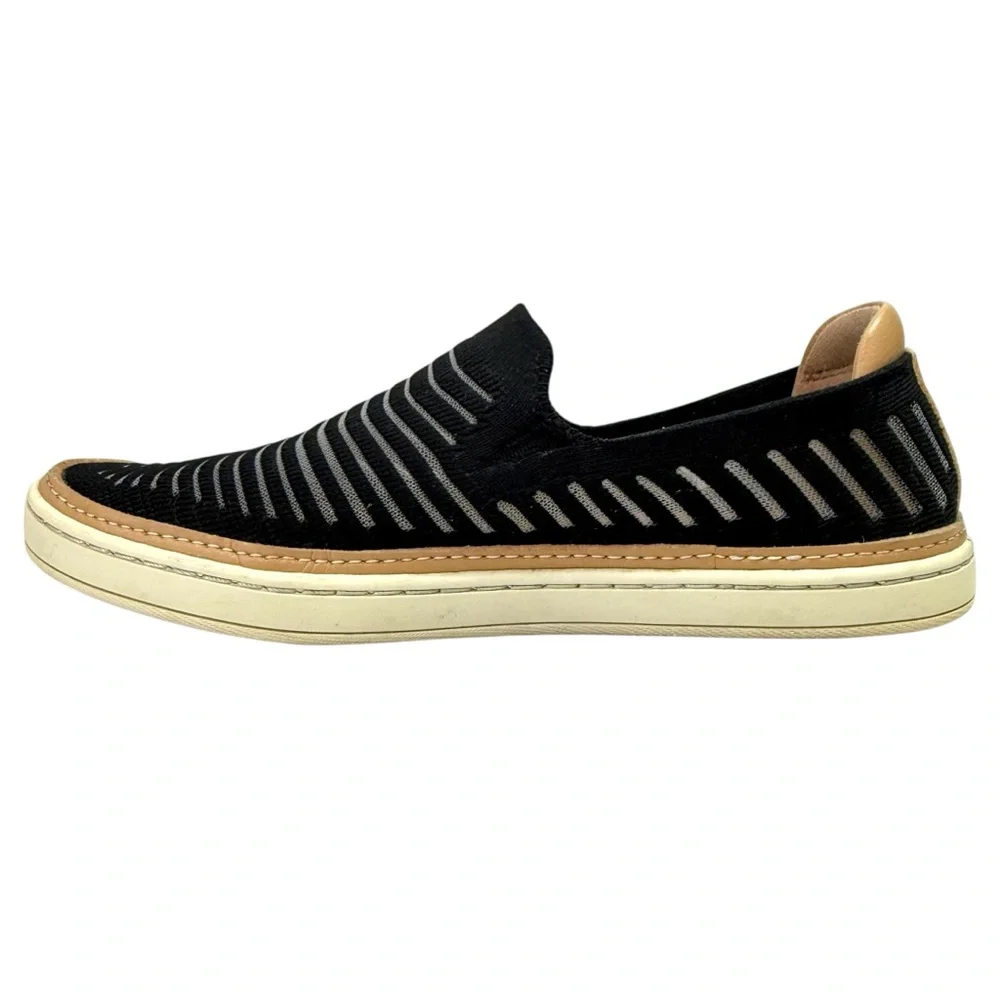 UGG Sammy Breeze Knit Slip On Leather Sneakers Black Size 5.5 Coastal Preppy